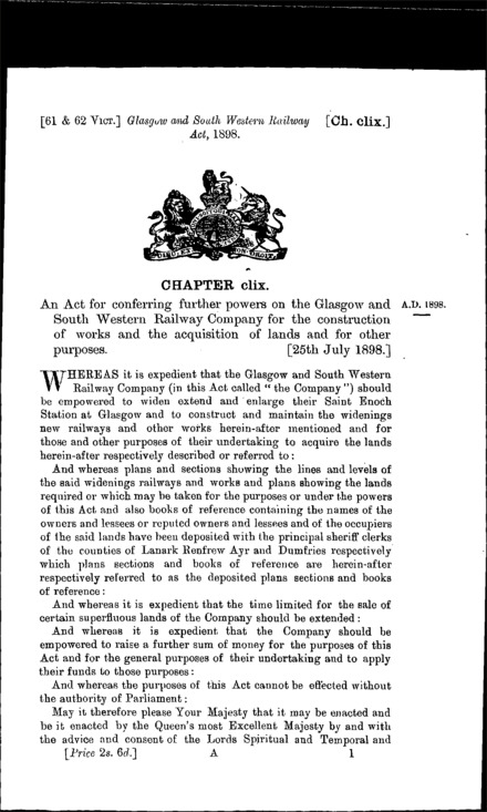 Glasgow and South Western Railway Act 1898