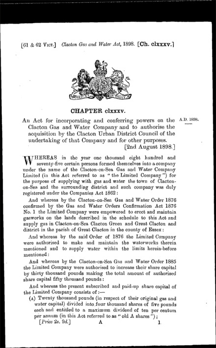 Clacton Gas and Water Act 1898
