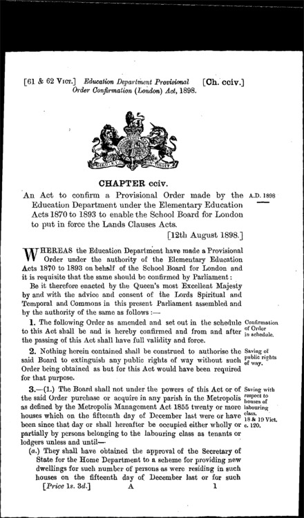 Education Department Provisional Order Confirmation (London) Act 1898