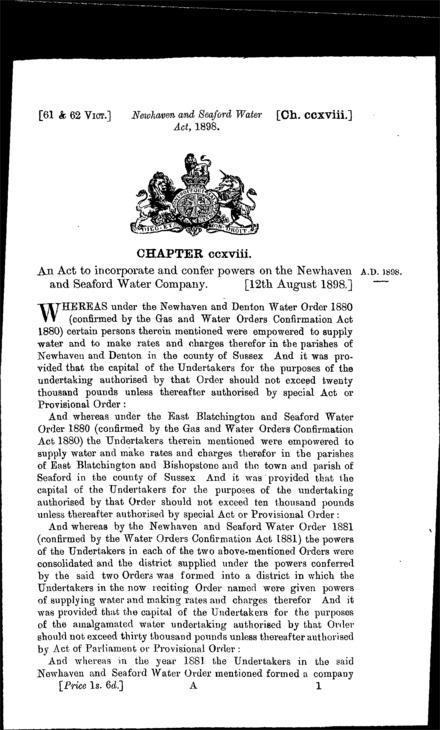 Newhaven and Seaford Water Act 1898
