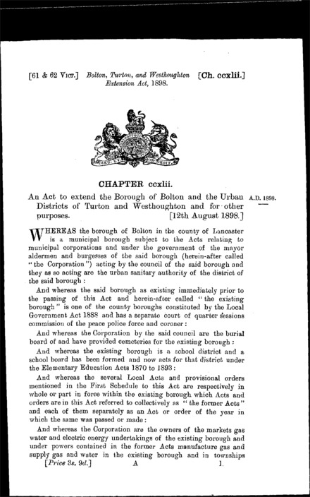 Bolton Turton and Westhoughton Extension Act 1898