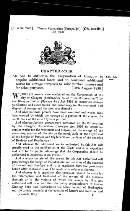 Glasgow Corporation (Sewage, &c.) Act 1898