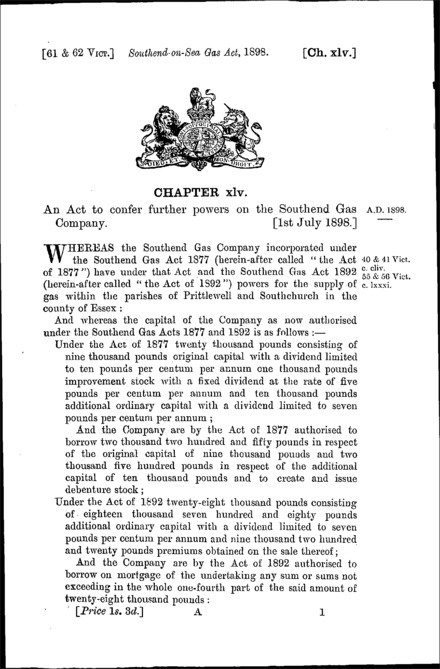 Southend-on-Sea Gas Act 1898