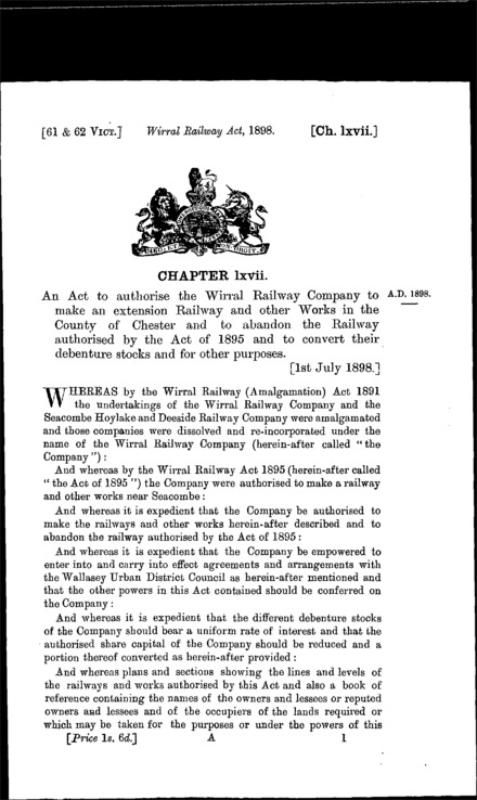 Wirral Railway Act 1898
