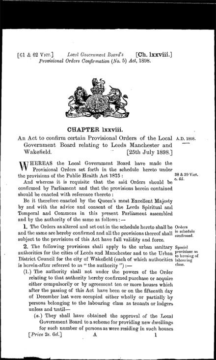 Local Government Board's Provisional Orders Confirmation (No. 5) Act 1898