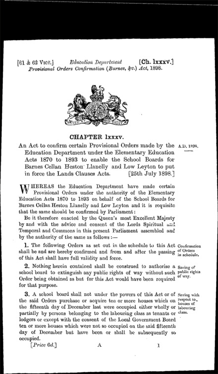 Education Department Provisional Orders Confirmation (Barnes, &c.) Act 1898