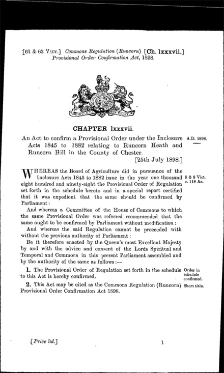 Commons Regulation (Runcorn) Provisional Order Confirmation Act 1898