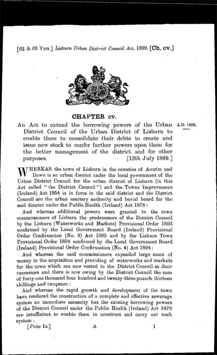 Lisburn Urban District Council Act 1899