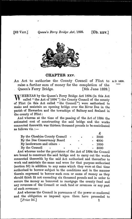 Queen's Ferry Bridge Act 1899