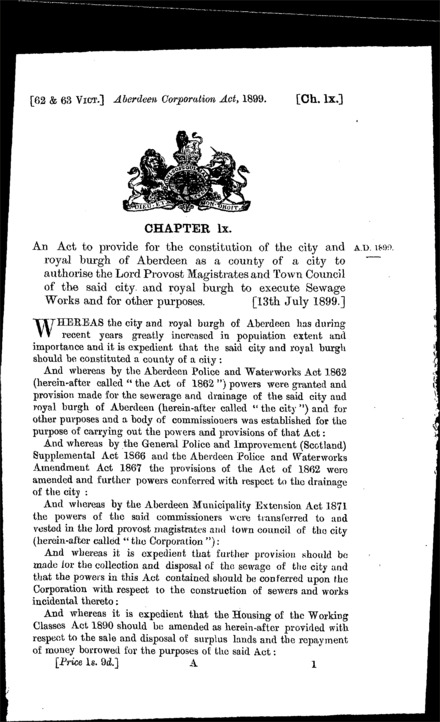 Aberdeen Corporation Act 1899
