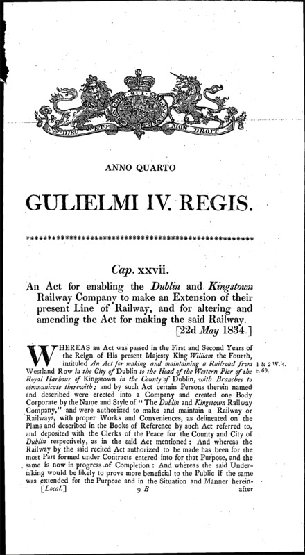Dublin and Kingstown Railway Act 1834