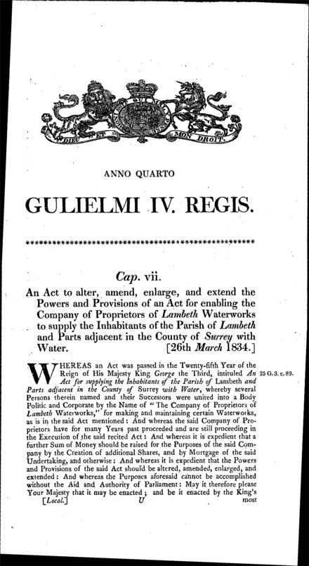 Lambeth Waterworks Act 1834