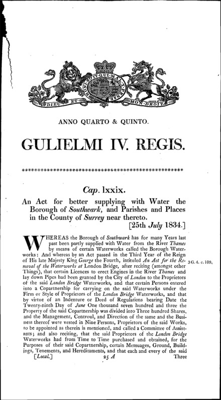 Southwark Water Act 1834