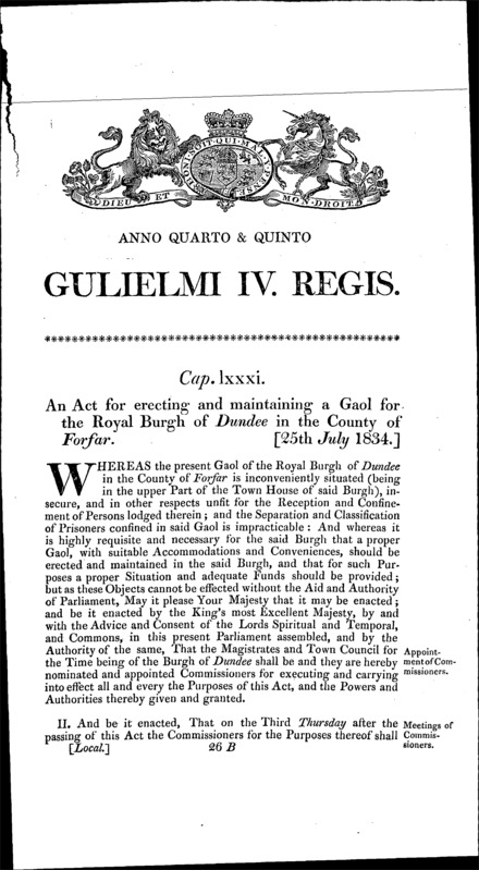 Dundee Gaol Act 1834