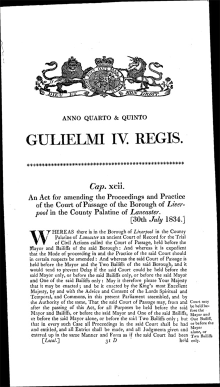 Liverpool Court of Passage Act 1834