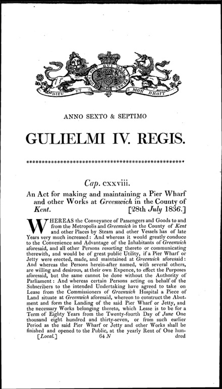 Greenwich Pier Act 1836