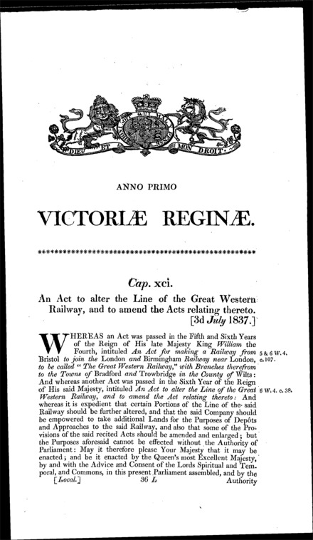 Great Western Railway Act 1837