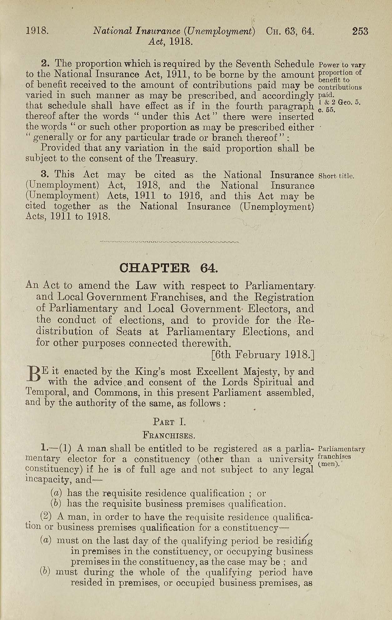 Representation of the People Act 1918