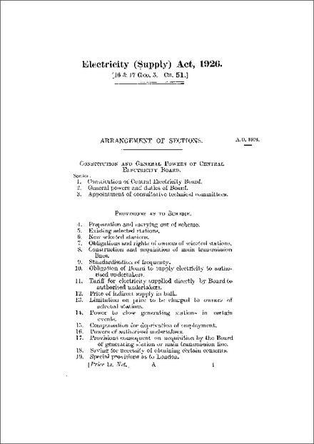 Electricity (Supply) Act 1926