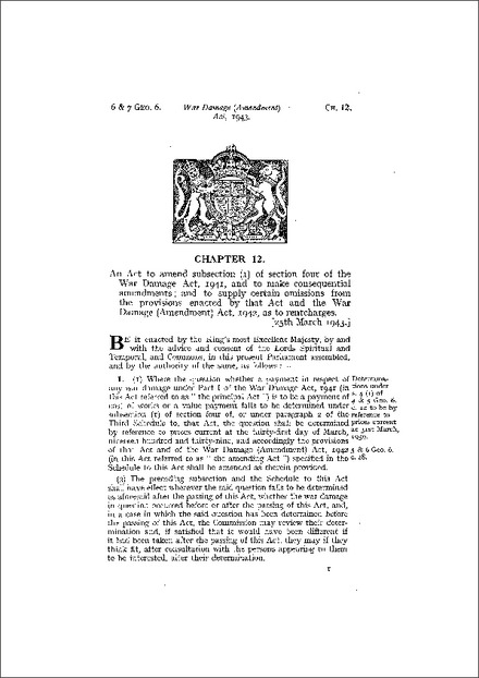 War Damage (Amendment) Act 1943