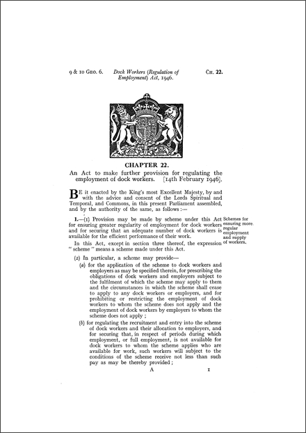 Dock Workers (Regulation of Employment) Act 1946
