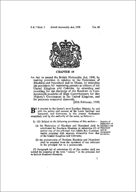 British Nationality Act 1958