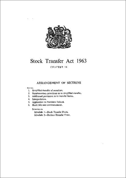 Stock Transfer Act 1963
