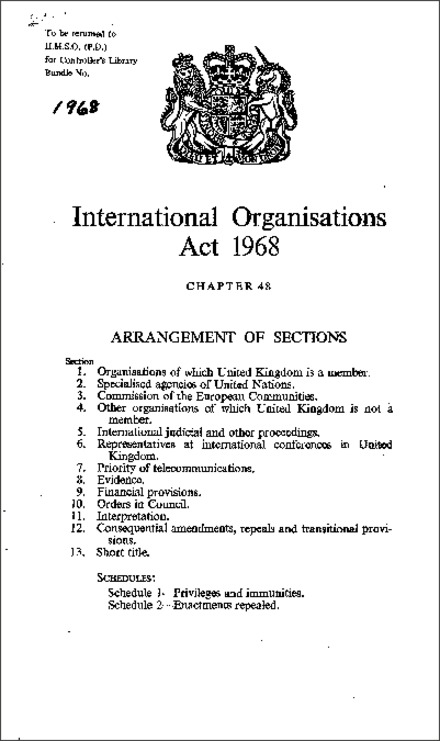 International Organisations Act 1968