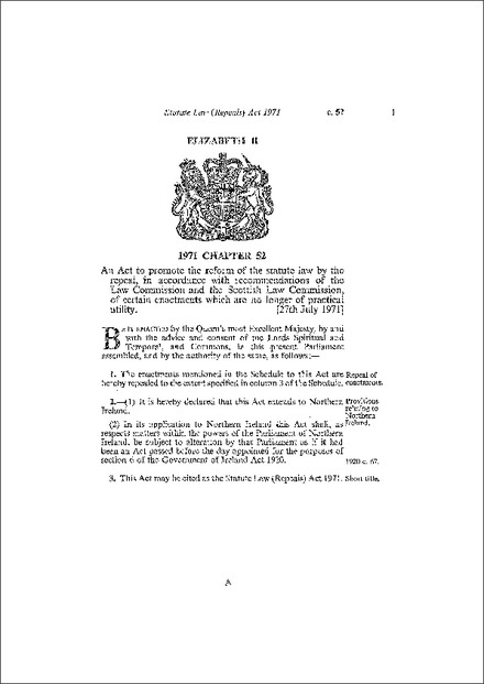 Statute Law (Repeals) Act 1971