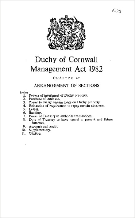 Duchy of Cornwall Management Act 1982