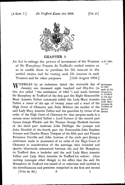 De Trafford Estate Act 1904