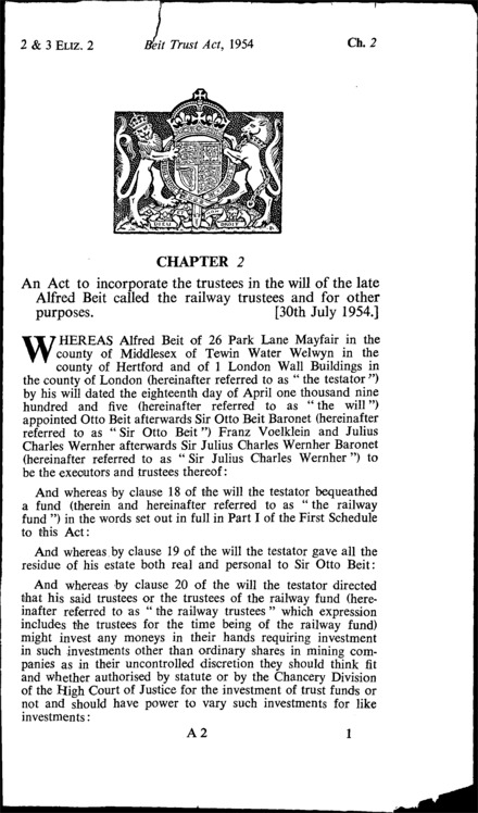 Beit Trust Act 1954