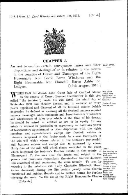 Lord Wimborne's Estate Act 1913