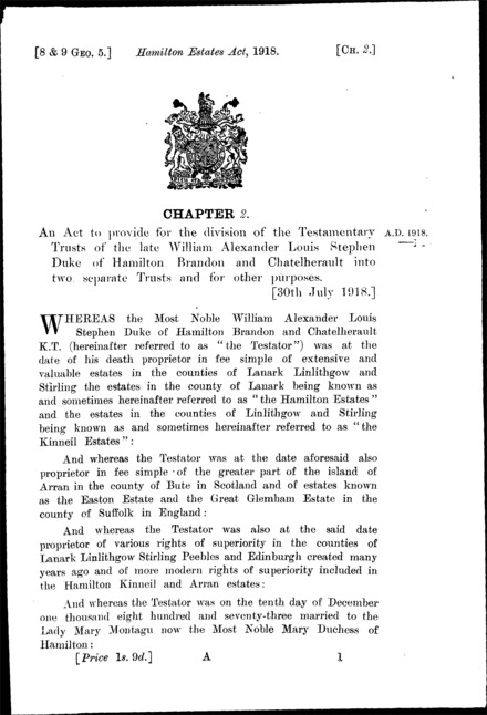 Hamilton Estates Act 1918
