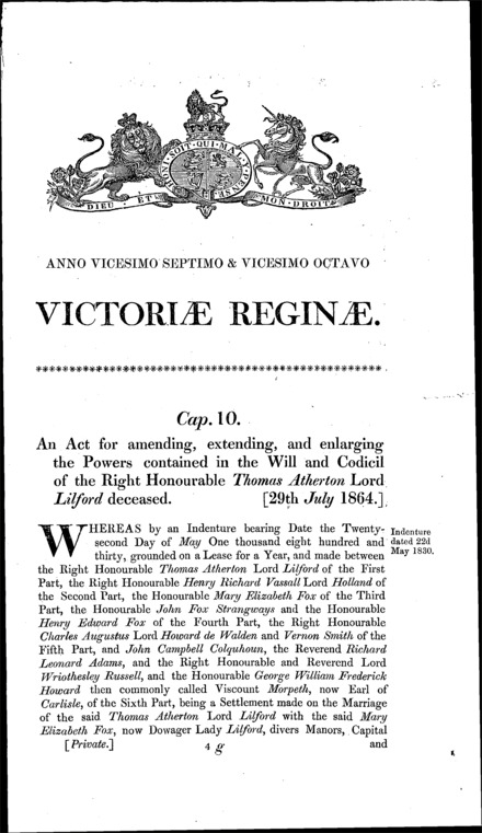 The Lilford Estate Act 1864