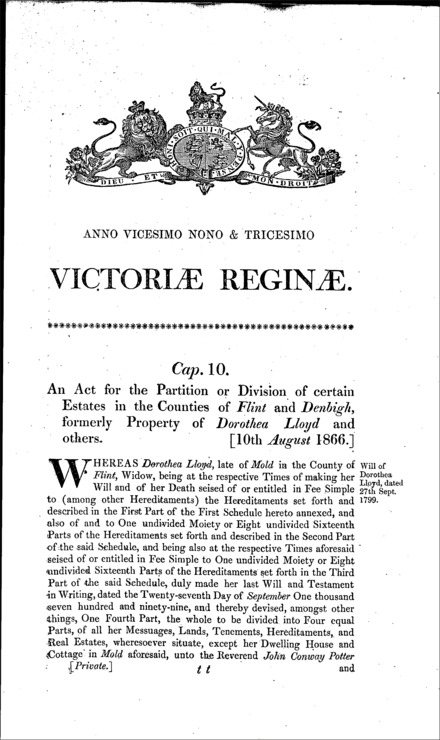 Lloyd's Estates (Partition) Act 1866