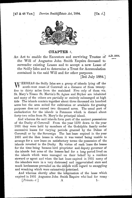 Dorrien Smith Estate Act 1884