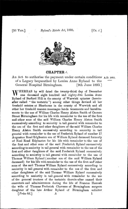 Ryland's Estate Act 1893