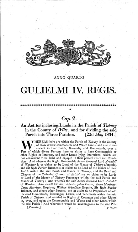 Tisbury (Wiltshire) inclosure Act 1834