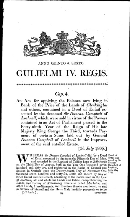 Glenkinglass lands: applying the balance of proceeds of sales pursuant to the Act of 1809 [c. 30] [vesting in trustees for sale] to the payment of expenses incurred in improving the estate Act 1835