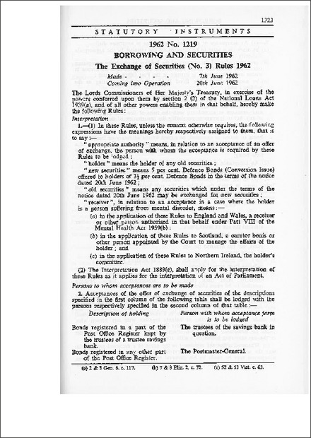 The Exchange of Securities (No.3) Rules 1962