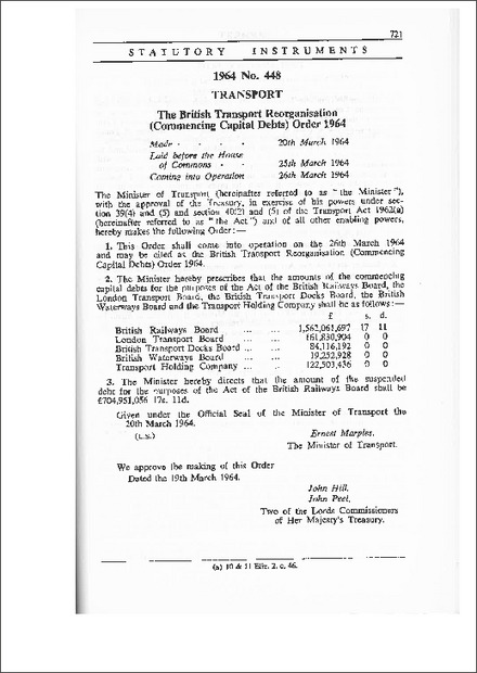 The British Transport Reorganisation (Commencing Capital Debts) Order 1964