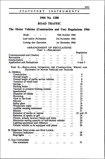 The Motor Vehicles (Construction and Use) Regulations 1966