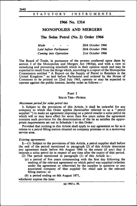The Solus Petrol (No. 2) Order 1966