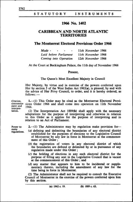 The Montserrat Electoral Provisions Order 1966