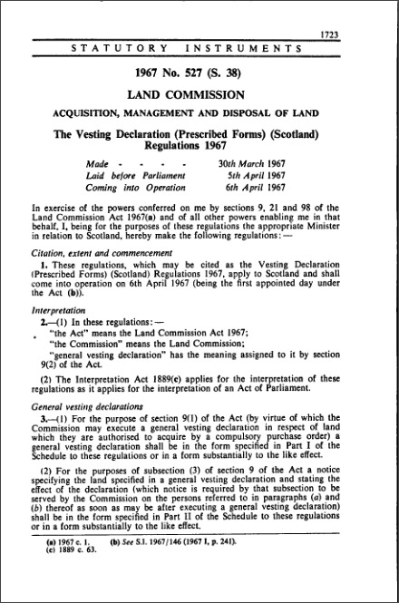 The Vesting Declaration (Prescribed Forms) (Scotland) Regulations 1967