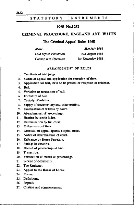 The Criminal Appeal Rules 1968
