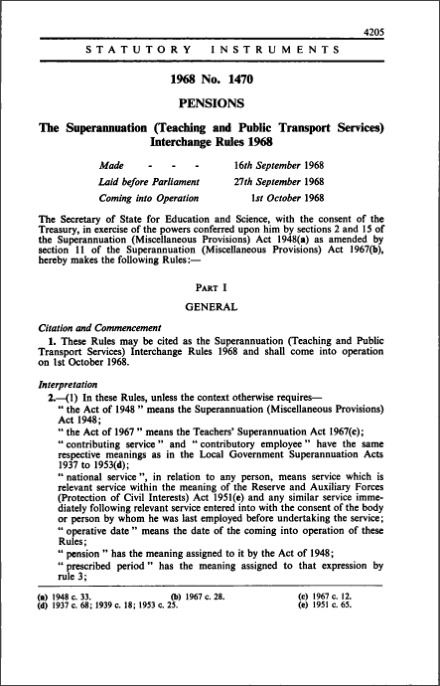 The Superannuation (Teaching and Public Transport Services) Interchange Rules 1968