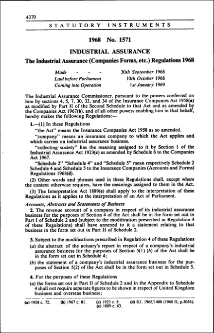 The Industrial Assurance (Companies Forms, etc.) Regulations 1968