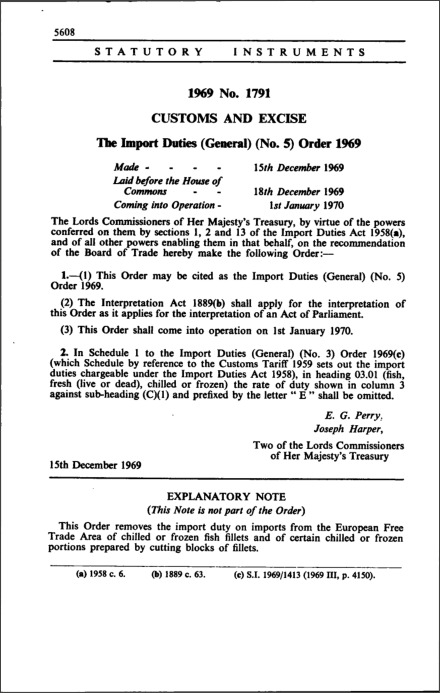The Import Duties (General) (No. 5) Order 1969